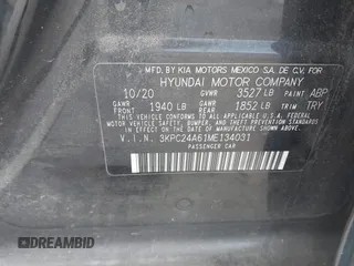 2021 Hyundai Accent SE z VIN 3KPC24A61ME134031, wystawiony jako IAAI lot #41534070 z przebiegiem 88 217 mil mil oraz . Historia ofert i sprzedaży dostępna na DreamBid. Obrazek 9.