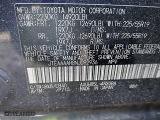 2022 Toyota Venza LE with VIN JTEAAAAH8NJ092936, listed as a IAAI auction lot 41759975 with 32,060 mi miles. Bid and sale history available at carsss.com. Image 9.