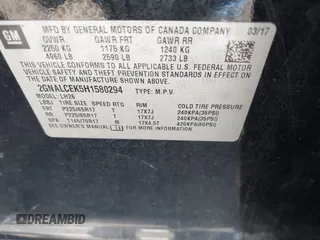 2017 Chevrolet Equinox LT with VIN 2GNALCEK5H1580294, listed as a IAAI auction lot 41857207 with 115,768 mi miles. Bid and sale history available at carsss.com. Image 9.