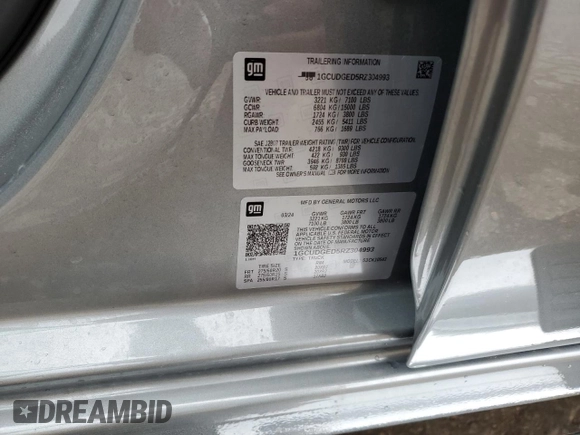 2024 Chevrolet Silverado 1500 LTZ with VIN 1GCUDGED5RZ304993, listed as a Copart auction lot 69874124 with 6,057 mi miles and Salvage Title. Bid and sale history available at DreamBid. Image 12.