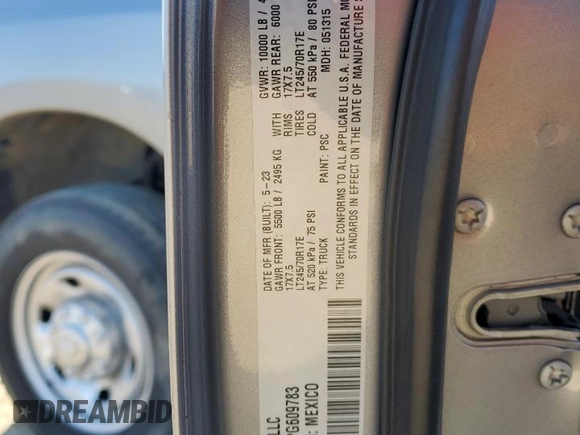 2023 Ram 2500 Tradesman with VIN 3C6UR4HJXPG609783, listed as a Copart auction lot 42045825 with 44,477 mi miles and Salvage Title. Bid and sale history available at carsss.com. Image 13.