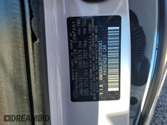 2015 Hyundai Genesis 3.8L with VIN KMHGN4JE2FU079041, listed as a Copart auction lot 46536175 with 109,551 mi miles and Salvage Title. Bid and sale history available at DreamBid. Image 13.