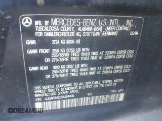 1999 Mercedes-Benz M 320/430/500 with VIN 4JGAB54E5XA124430, listed as a IAAI auction lot 41707727 with 176,293 mi miles and . Bid and sale history available at DreamBid. Image 9.