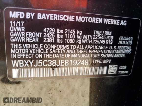 2018 BMW X2 xDrive28i z VIN WBXYJ5C38JEB19248, wystawiony jako Copart lot #56307905 z przebiegiem 40 084 mil mil oraz Szkoda całkowita • Salvage title. Historia ofert i sprzedaży dostępna na DreamBid. Obrazek 13.