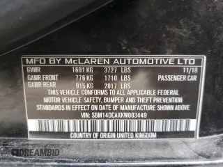 2019 McLaren 720S z VIN SBM14DCAXKW003449, wystawiony jako Copart lot #67229694 z przebiegiem 56 091 mil mil oraz Szkody całkowita. Historia ofert i sprzedaży dostępna na DreamBid. Obrazek 12.