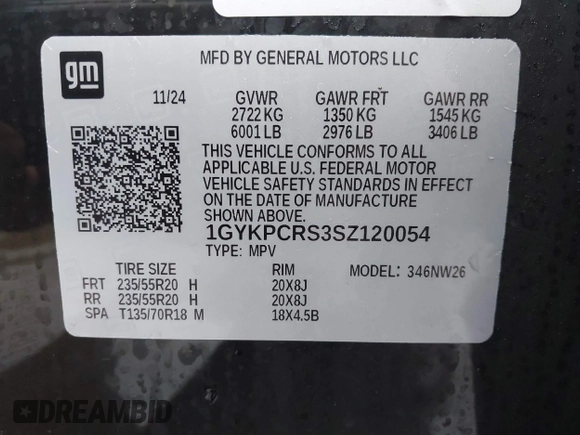 2025 Cadillac XT6 FWD Premium Luxury with VIN 1GYKPCRS3SZ120054, listed as a IAAI auction lot 42166157 with 16,280 mi miles and . Bid and sale history available at DreamBid. Image 9.