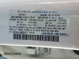 2021 Mazda CX-30 S with VIN 3MVDMAAL3MM304171, listed as a Copart auction lot 50447725 with 35,361 mi miles and Salvage Title. Bid and sale history available at DreamBid. Image 12.