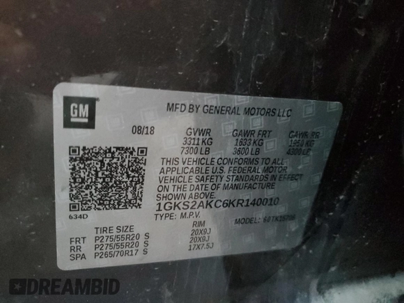 2019 GMC Yukon SLE with VIN 1GKS2AKC6KR140010, listed as a Copart auction lot 81692174 with 155,763 mi miles and Salvage Title. Bid and sale history available at carsss.com. Image 15.