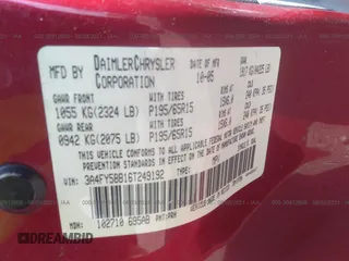 2006 Chrysler PT Cruiser Touring с VIN 3A4FY58B16T249192, выставлен на аукционе IAAI как лот 40390095 с пробегом 92 877 миль миль и . История ставок и продаж доступна на DreamBid. Изображение 9.