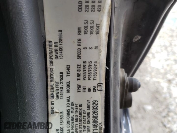 2006 Chevrolet Colorado 1LT with VIN 1GCDT146868260329, listed as a Copart auction lot 62772125 with 155,036 mi miles and Salvage title. Bid and sale history available at DreamBid. Image 12.