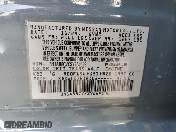 2025 Nissan Sentra SV with VIN 3N1AB8CVXSY264598, listed as a Copart auction lot 48884285 with Not Provided miles and Non Repairable. Bid and sale history available at carsss.com. Image 12.