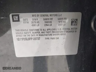 2015 Chevrolet Malibu LTZ with VIN 1G11F5SL6FF129737, listed as a IAAI auction lot 41500715 with 87,714 mi miles. Bid and sale history available at carsss.com. Image 9.