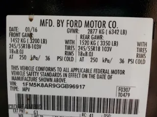 2016 Ford Utility Police Interceptor with VIN 1FM5K8AR9GGB96917, listed as a Copart auction lot 71740794 with 0 mi miles and Salvage Title. Bid and sale history available at carsss.com. Image 13.