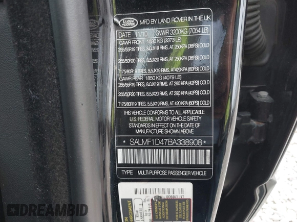 2011 Land Rover Range Rover HSE Lux с VIN SALMF1D47BA338908, выставлен на аукционе IAAI как лот 41677341 с пробегом 141 094 миль миль и . История ставок и продаж доступна на DreamBid. Изображение 9.