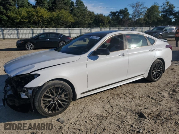 2018 Genesis G80 3.3T Sport with VIN KMHGN4JB0JU241697, listed as a Copart auction lot 76401884 with 42,228 mi miles and Salvage Title. Bid and sale history available at carsss.com. Image 1.