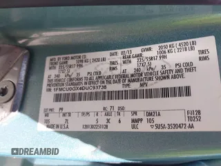 2013 Ford Escape SE z VIN 1FMCU0GX4DUC93738, wystawiony jako IAAI lot #42552635 z przebiegiem 167 729 mil mil oraz . Historia ofert i sprzedaży dostępna na DreamBid. Obrazek 9.
