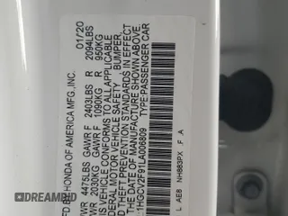 2020 Honda Accord Touring z VIN 1HGCV2F91LA006809, wystawiony jako Copart lot #58009285 z przebiegiem 56 779 mil mil oraz Szkoda całkowita • Salvage title. Historia ofert i sprzedaży dostępna na DreamBid. Obrazek 12.