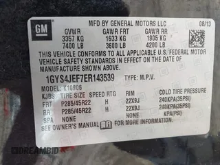 2014 Cadillac Escalade ESV Premium z VIN 1GYS4JEF7ER143539, wystawiony jako IAAI lot #41802142 z przebiegiem 174 584 mil mil oraz . Historia ofert i sprzedaży dostępna na DreamBid. Obrazek 9.