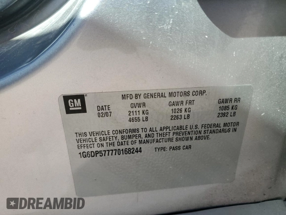 2007 Cadillac CTS with VIN 1G6DP577770168244, listed as a Copart auction lot 74907334 with 107,630 mi miles and Salvage Title. Bid and sale history available at DreamBid. Image 12.