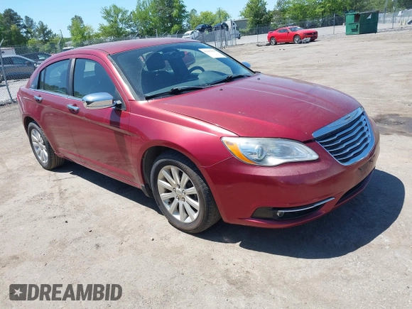 2013 Chrysler 200 Limited with VIN 1C3CCBCGXDN528375, listed as a IAAI auction lot 42095856 with 182,008 mi miles. Bid and sale history available at carsss.com. Image 1.