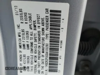 2013 Honda Accord Sdn EX-L with VIN 1HGCR2F80DA100290, listed as a Copart auction lot 53510425 with 64,383 mi miles and Salvage Title. Bid and sale history available at carsss.com. Image 12.