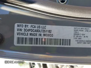 2020 Dodge Journey SE Value with VIN 3C4PDCAB3LT261182, listed as a IAAI auction lot 41644002 with 58,955 mi miles and . Bid and sale history available at carsss.com. Image 9.