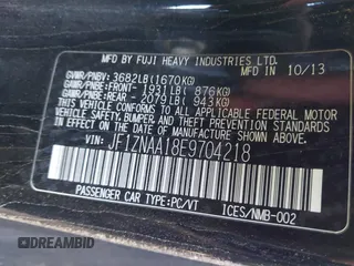 2014 Scion FR-S z VIN JF1ZNAA18E9704218, wystawiony jako IAAI lot #42348298 z przebiegiem 107 122 mil mil oraz . Historia ofert i sprzedaży dostępna na DreamBid. Obrazek 9.