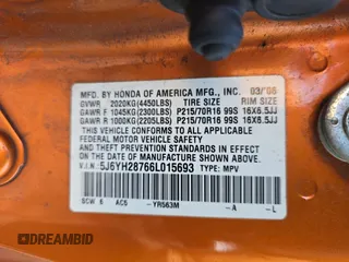 2006 Honda Element EX-P with VIN 5J6YH28766L015693, listed as a Copart auction lot 54615155 with 260,081 mi miles and Clean Title. Bid and sale history available at DreamBid. Image 10.