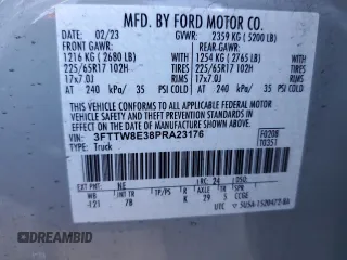 2023 Ford Maverick XL with VIN 3FTTW8E38PRA23176, listed as a Copart auction lot 48411795 with 26,861 mi miles and Non Repairable. Bid and sale history available at DreamBid. Image 13.