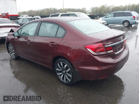 2014 Honda Civic Sedan EX-L with VIN 2HGFB2F92EH525037, listed as a IAAI auction lot 41914340 with 57,927 mi miles. Bid and sale history available at carsss.com. Image 3.