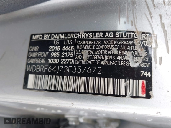 2003 Mercedes-Benz C 320 с VIN WDBRF64J73F357672, выставлен на аукционе IAAI как лот 42470990 с пробегом 181 854 миль миль и . История ставок и продаж доступна на DreamBid. Изображение 9.