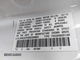 2013 Acura TSX z VIN JH4CU2F49DC008883, wystawiony jako IAAI lot #41644239 z przebiegiem 206 000 mil mil oraz . Historia ofert i sprzedaży dostępna na DreamBid. Obrazek 9.
