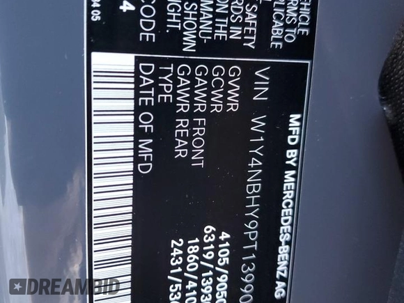 2023 Mercedes-Benz Sprinter with VIN W1Y4NBHY9PT139900, listed as a Copart auction lot 89382725 with 2,836 mi miles and Salvage Title. Bid and sale history available at DreamBid. Image 13.