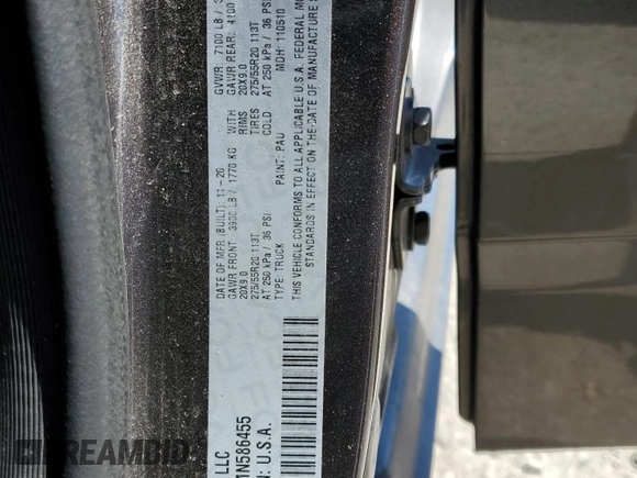 2021 Ram 1500 Big Horn with VIN 1C6SRFBT8MN586455, listed as a Copart auction lot 49481665 with 57,793 mi miles and Salvage Title. Bid and sale history available at carsss.com. Image 14.