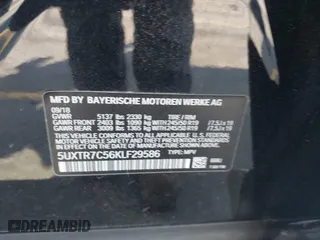 2019 BMW X3 sDrive30i with VIN 5UXTR7C56KLF29586, listed as a IAAI auction lot 41892881 with 26,415 mi miles. Bid and sale history available at carsss.com. Image 9.