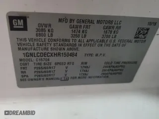 2017 Chevrolet Tahoe Commercial with VIN 1GNLCDECXHR150484, listed as a Copart auction lot 43262125 with 0 mi miles and Salvage Title. Bid and sale history available at carsss.com. Image 13.