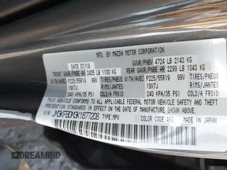 2019 Mazda CX-5 Grand Touring with VIN JM3KFBDM3K1677208, listed as a IAAI auction lot 41929299 with 58,163 mi miles. Bid and sale history available at carsss.com. Image 9.