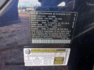 2012 Volkswagen Touareg Exec with VIN WVGEF9BP9CD006682, listed as a Copart auction lot 87463854 with 51,250 mi miles and Clean Title. Bid and sale history available at DreamBid. Image 10.