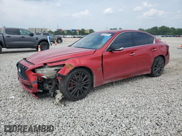 2020 Infiniti Q50 Red Sport 400 with VIN JN1FV7AR7LM660876, listed as a Copart auction lot 60872975 with 62,668 mi miles and Salvage title. Bid and sale history available at DreamBid. Image 1.