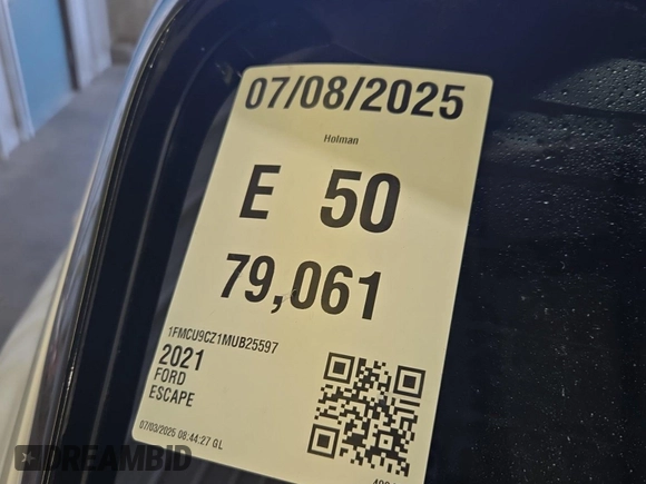 2021 Ford Escape SEL Hybrid with VIN 1FMCU9CZ1MUB25597, listed as a IAAI auction lot 42663573 with 79,061 mi miles and . Bid and sale history available at DreamBid. Image 53.