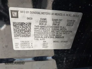 2019 GMC Terrain SLT with VIN 3GKALVEV3KL368549, listed as a IAAI auction lot 41861362 with 118,522 mi miles. Bid and sale history available at carsss.com. Image 9.