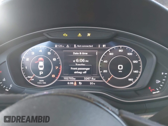 2018 Audi A5 Premium Plus with VIN WAUTNAF55JA021491, listed as a IAAI auction lot 41929353 with 102,703 mi miles and . Bid and sale history available at DreamBid. Image 7.