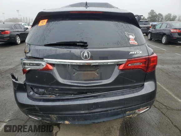 2016 Acura MDX with VIN 5FRYD3H27GB020321, listed as a Copart auction lot 41622385 with 0 mi miles and Non Repairable. Bid and sale history available at carsss.com. Image 6.