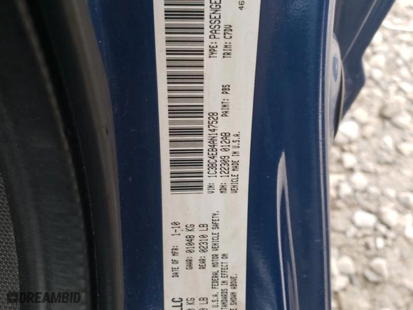 2010 Chrysler Sebring LX with VIN 1C3BC4EB4AN147528, listed as a Copart auction lot 80719044 with 154,647 mi miles and Salvage Title. Bid and sale history available at carsss.com. Image 12.