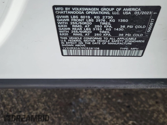 2023 Volkswagen Atlas SE с VIN 1V2HR2CA7PC526108, выставлен на аукционе IAAI как лот 42844449 с пробегом 38 696 миль миль и . История ставок и продаж доступна на DreamBid. Изображение 34.