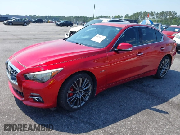 2017 Infiniti Q50 Red Sport 400 with VIN JN1FV7AR3HM870642, listed as a IAAI auction lot 42070635 with 163,848 mi miles. Bid and sale history available at carsss.com. Image 19.