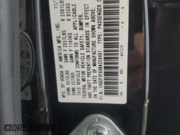 2011 Honda Accord EX-L с VIN 1HGCP3F8XBA008497, выставлен на аукционе Copart как лот 62563905 с пробегом 139 595 миль миль и Списание • Salvage title. История ставок и продаж доступна на DreamBid. Изображение 13.
