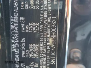 2022 Hyundai Santa Cruz SEL z VIN 5NTJC4AE3NH009820, wystawiony jako Copart lot #81565084 z przebiegiem 16 830 mil mil oraz Szkoda całkowita • Salvage title. Historia ofert i sprzedaży dostępna na DreamBid. Obrazek 13.