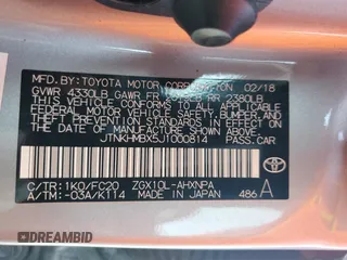 2018 Toyota C-HR XLE z VIN JTNKHMBX5J1000814, wystawiony jako Copart lot #57891045 z przebiegiem 80 466 mil mil oraz Szkody całkowita. Historia ofert i sprzedaży dostępna na DreamBid. Obrazek 12.