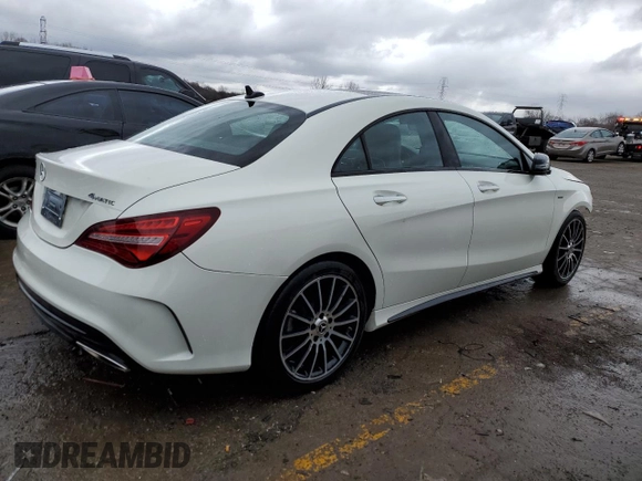 2018 Mercedes-Benz CLA with VIN WDDSJ4GB2JN537726, listed as a Copart auction lot 43971613 with 87,365 mi miles. Bid and sale history available at carsss.com. Image 3.